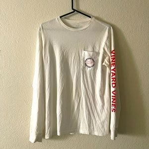 Vineyard Vines Mens Sweatshirt Size M White Red Cotton Spellout
